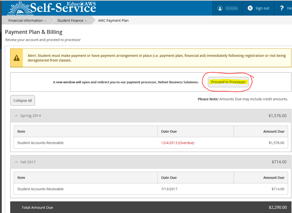  Payment Plan and Billing Page