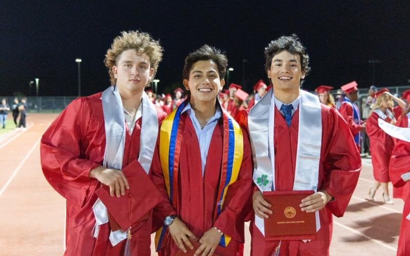 Local high school students walk the line at the 2025 AWC Commencement on May 16.