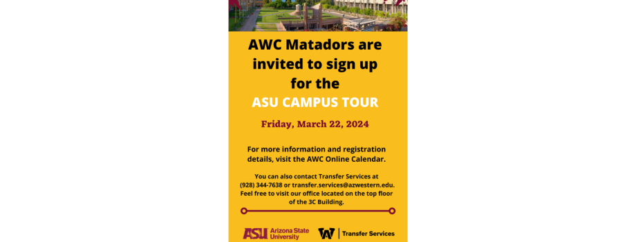 Flyer for ASU Campus Tour with Wide image of Tempe Campus